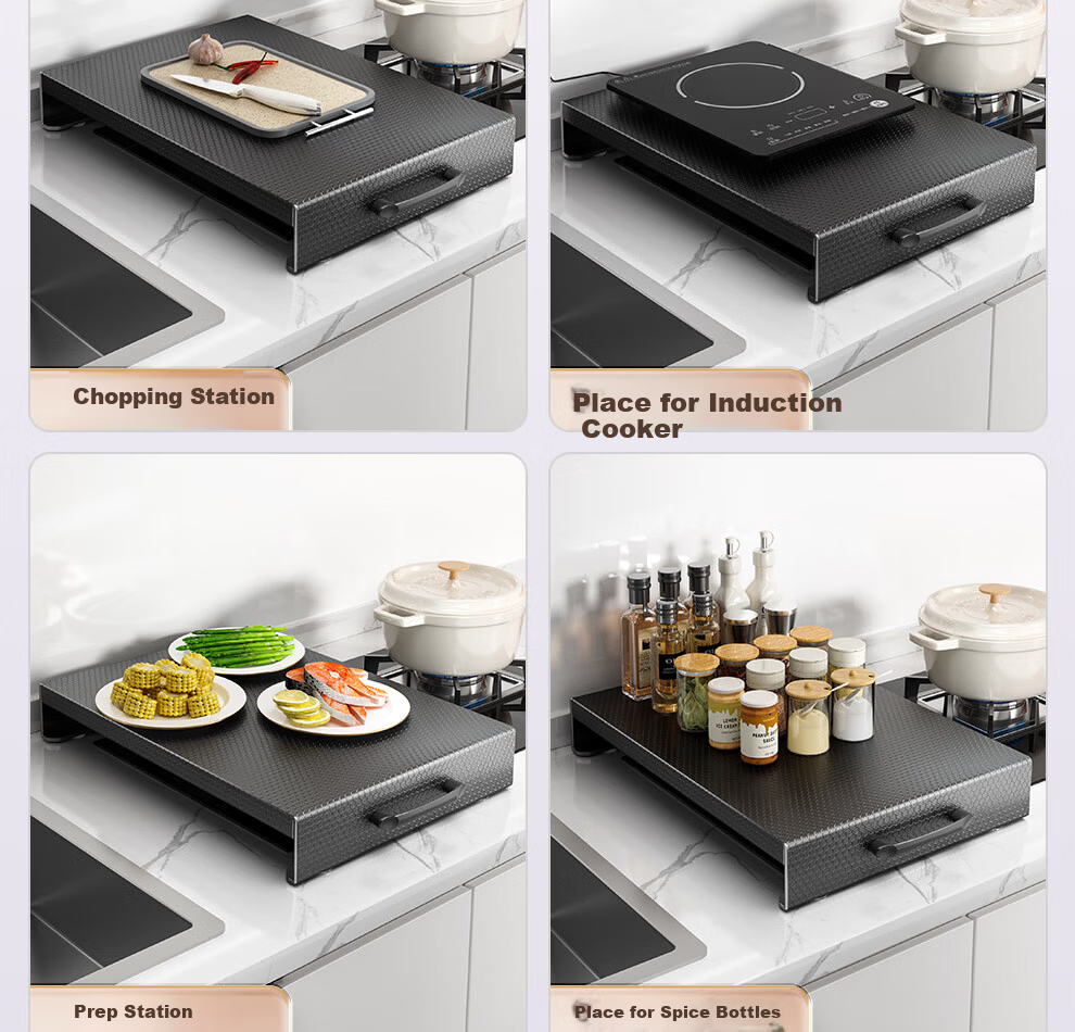 Jiabaili Gas Stove Cover Kitchen Storage Rack Gas Stove Shield Induction Cooker Stand Countertop Pot Holder 7