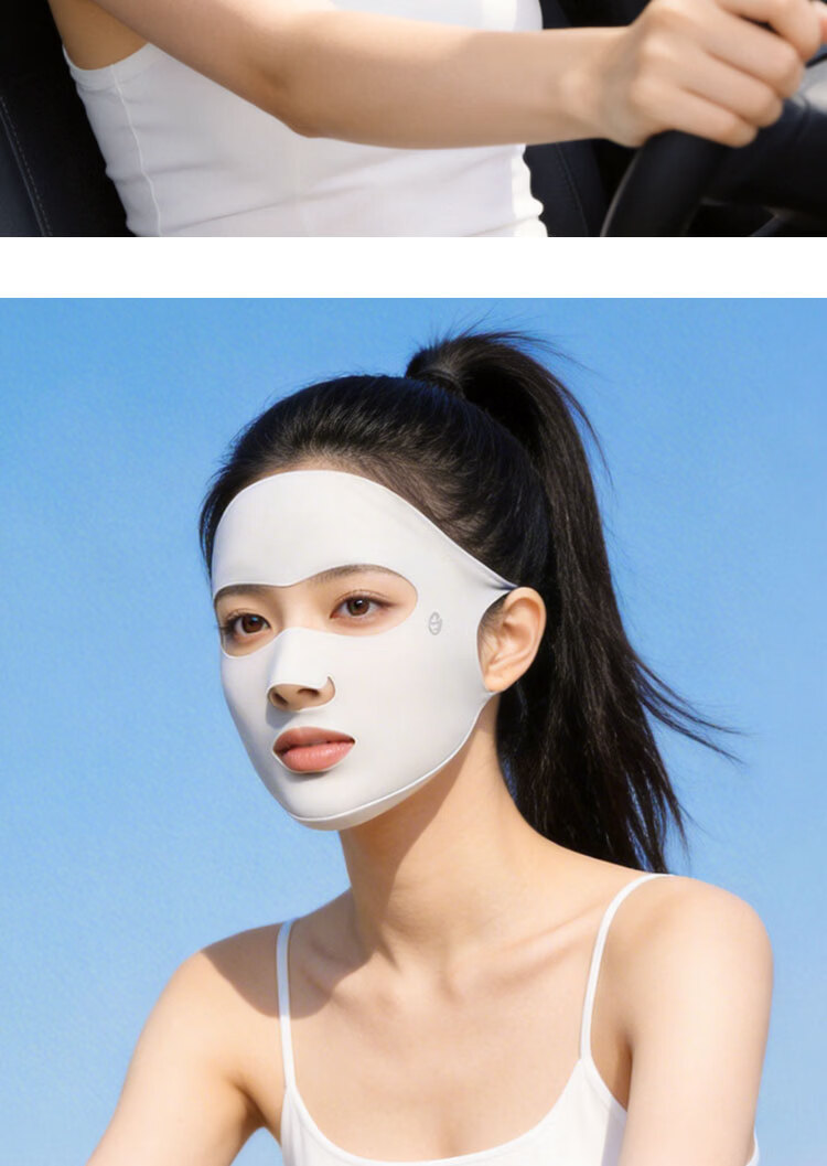 EFZ Women's Full Face Sun Protection Mask UV Protection Mouth and Nose Cover Sunshade Balaclava for Running and Cycling Light Gray 8