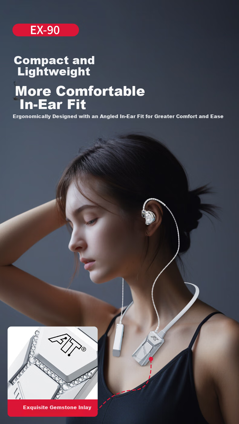 ISK EX-90 Wireless Monitoring Earphones Professional In-Ear Earbuds for Mobile K-Singing HIFI Stereo Host Live Streaming Gaming Recording Sound Card with Diamond Inlay One-to-Two Connection 5