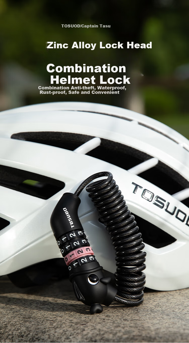 Captain Tas Helmet Lock Bicycle Lock Road Bike Luggage Dedicated Portable Universal Helmet Lock Pink 1