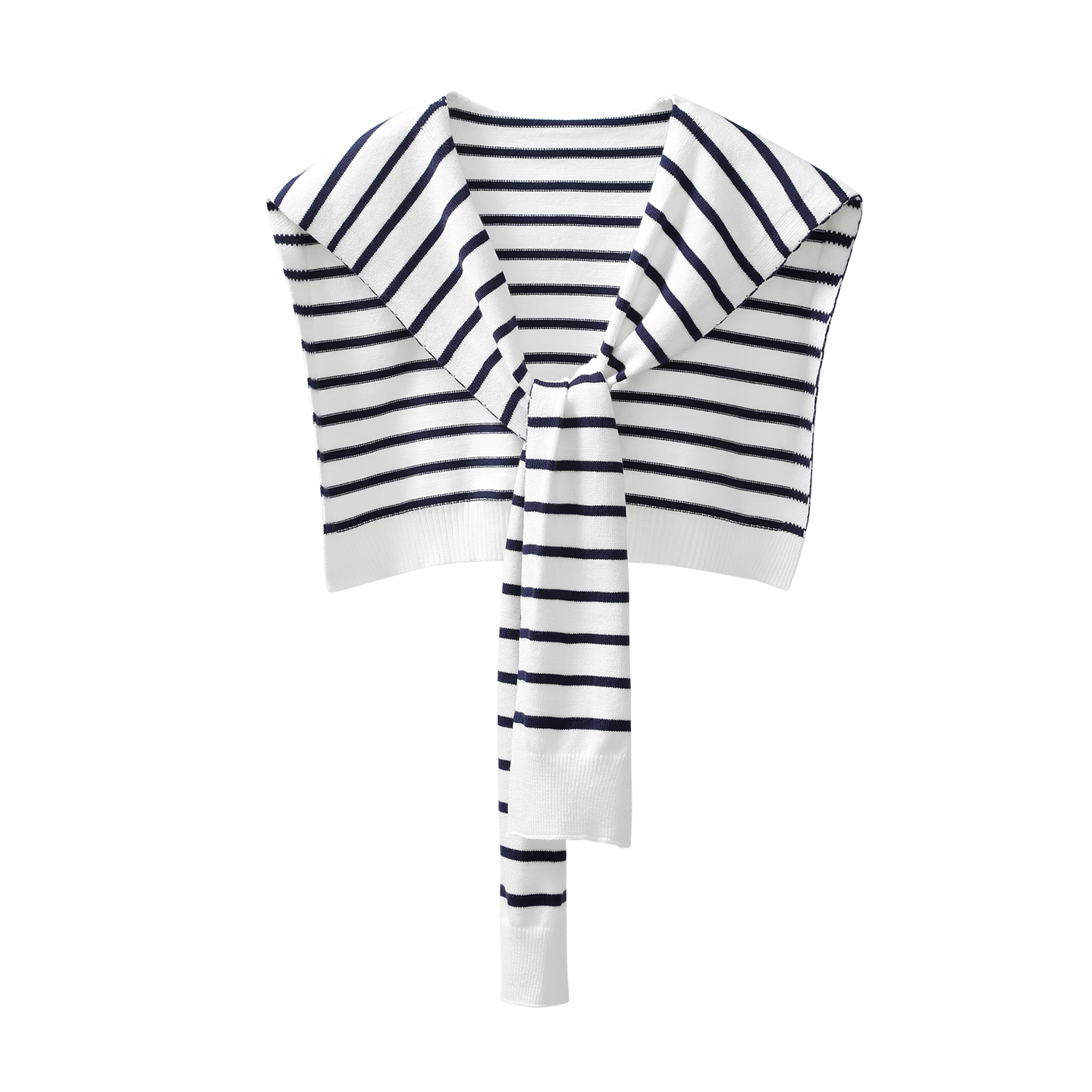 Shizhuzhen Knitted Shawl Four Seasons Lightweight Office Air Conditioning Shoulder Wrap Blue White Stripes