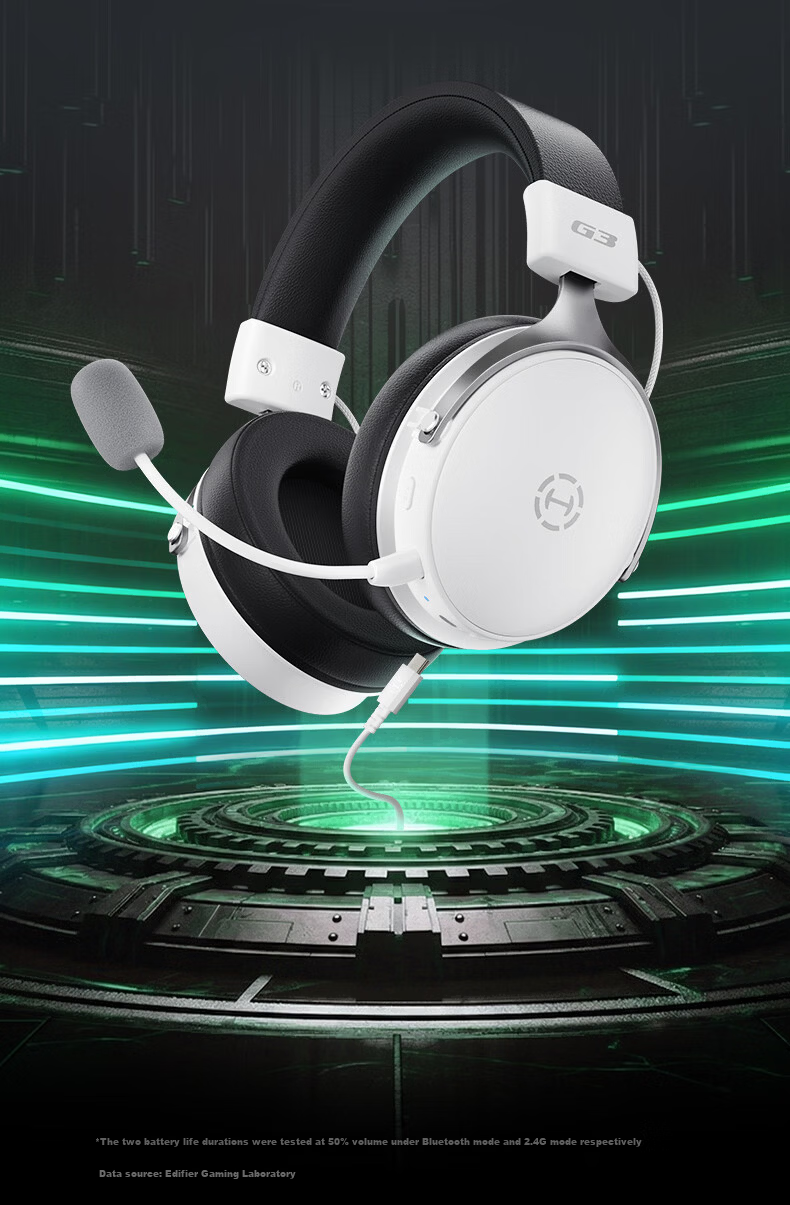 EDIFIER HECATE G3 Wireless 2.4G Wired Bluetooth Quad-Mode THX Spatial Sound Over-Ear Gaming Headset for PC Wireless Delta FPS PUBG Panda White 19