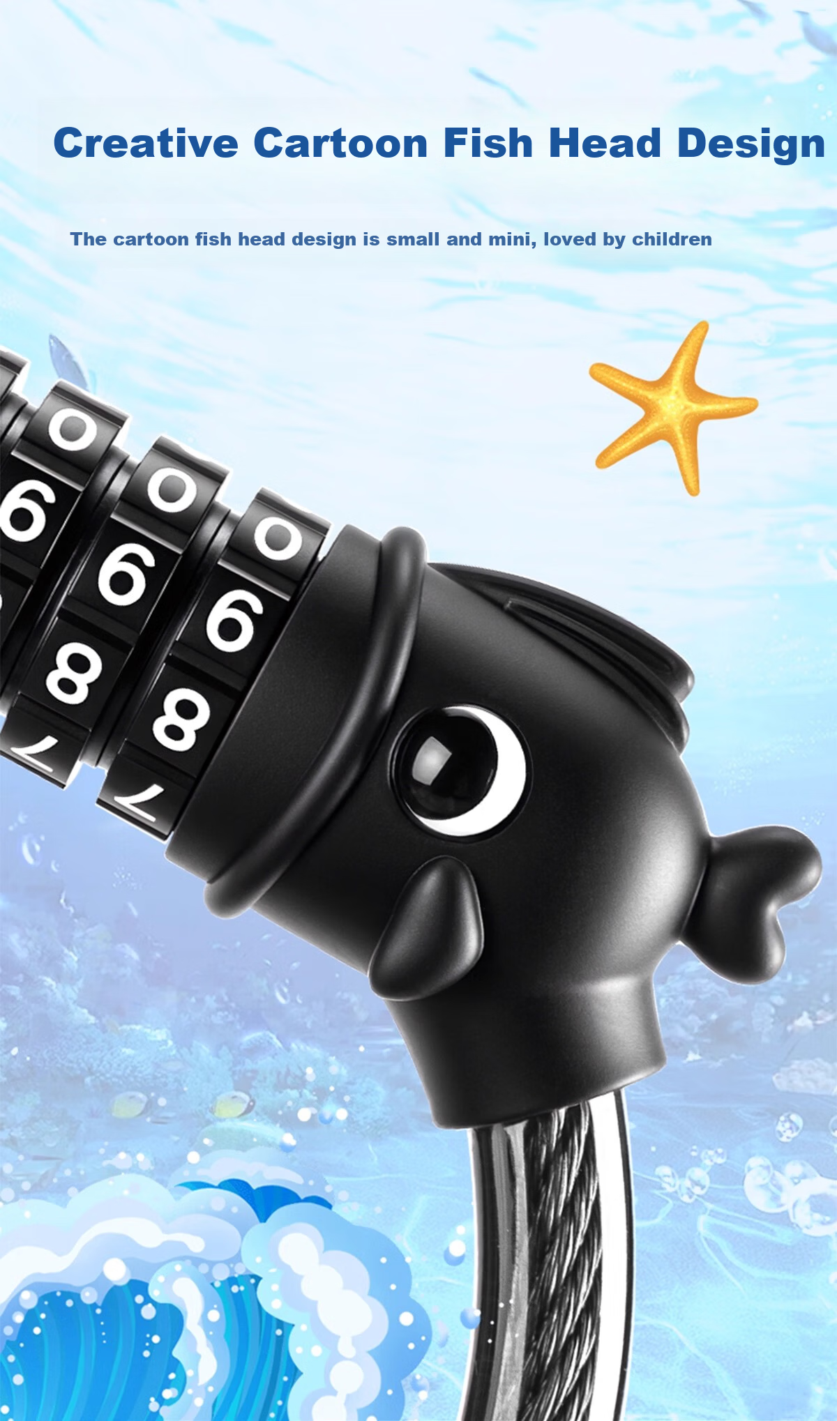 Tas Captain Waterproof Rustproof Anti-theft Bicycle Combination Lock for Mountain and Road Bikes Black 2