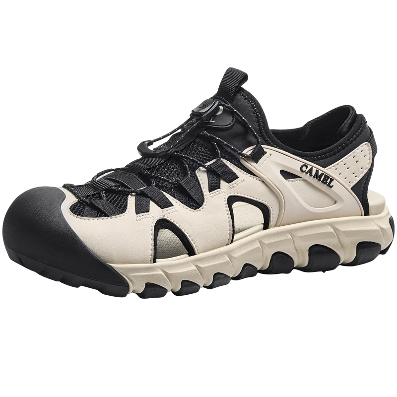 CAMEL Summer Breathable Height-Increasing Outdoor Casual Hiking Sandals G16M076035 Off-White/Black Size 42