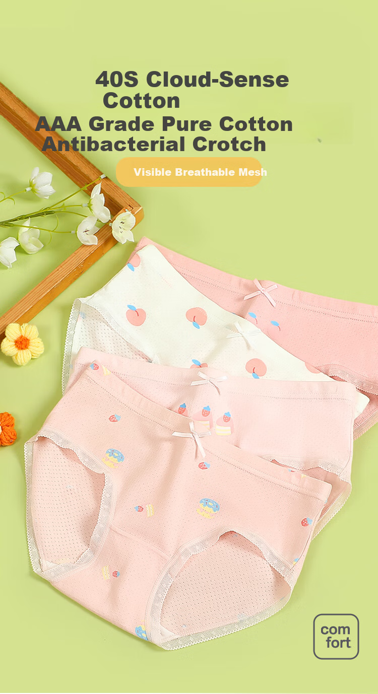 Hodohome Kids Girls 3A Antibacterial Mesh Breathable Cotton Spandex Underwear A-Class Pure Cotton Crotch Cute Shorts 322 140 3