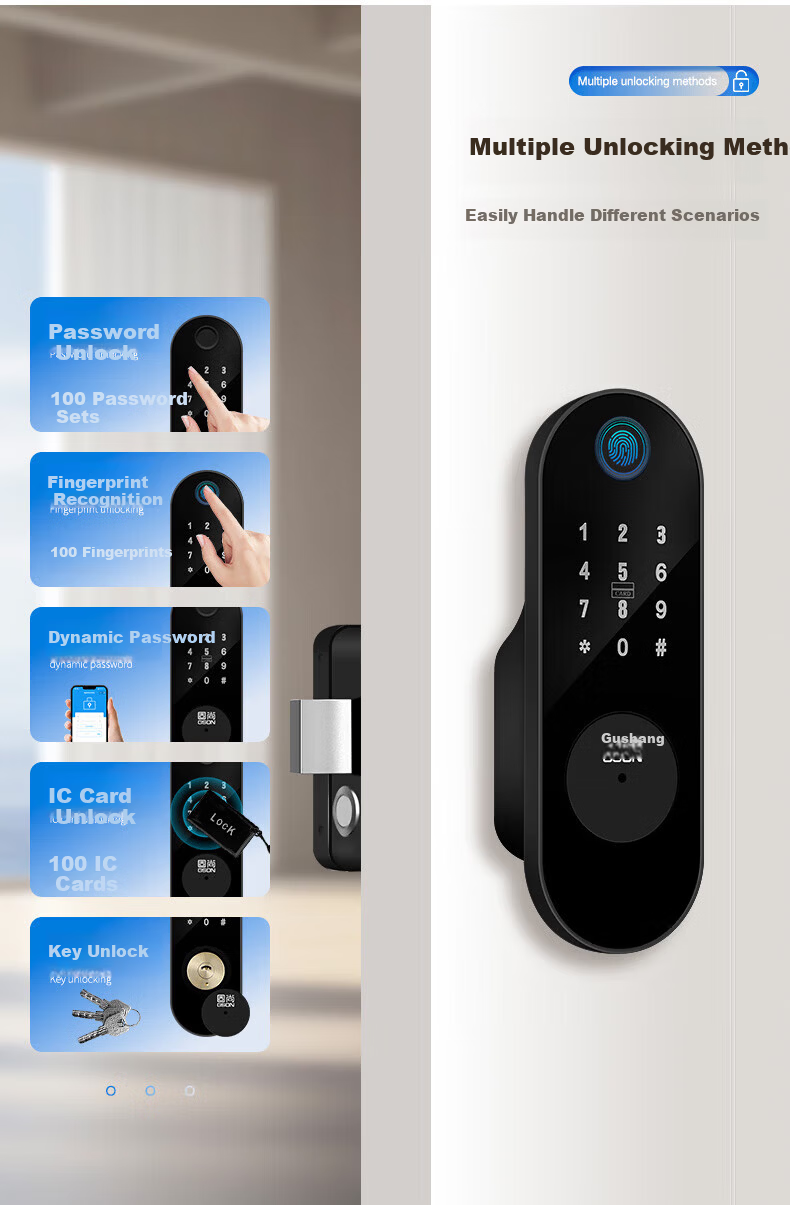 GS GSON Vintage Door Smart Lock Bull Head Lock Anti-theft Door Fingerprint Lock Rental House Rural Large Iron Door Access Control Integrated Password Lock 3