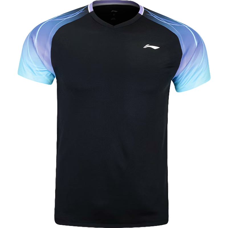 LI-NING Badminton Shirt and Shorts Set for Men, Women, and Kids, Sea Blue, Size S
