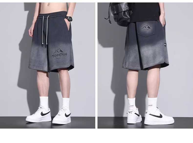 Jeanswest Men's Outdoor Sports Shorts Casual Summer Trendy American Style Loose Fit Outdoor Five-Point Shorts Gray 4XL 2