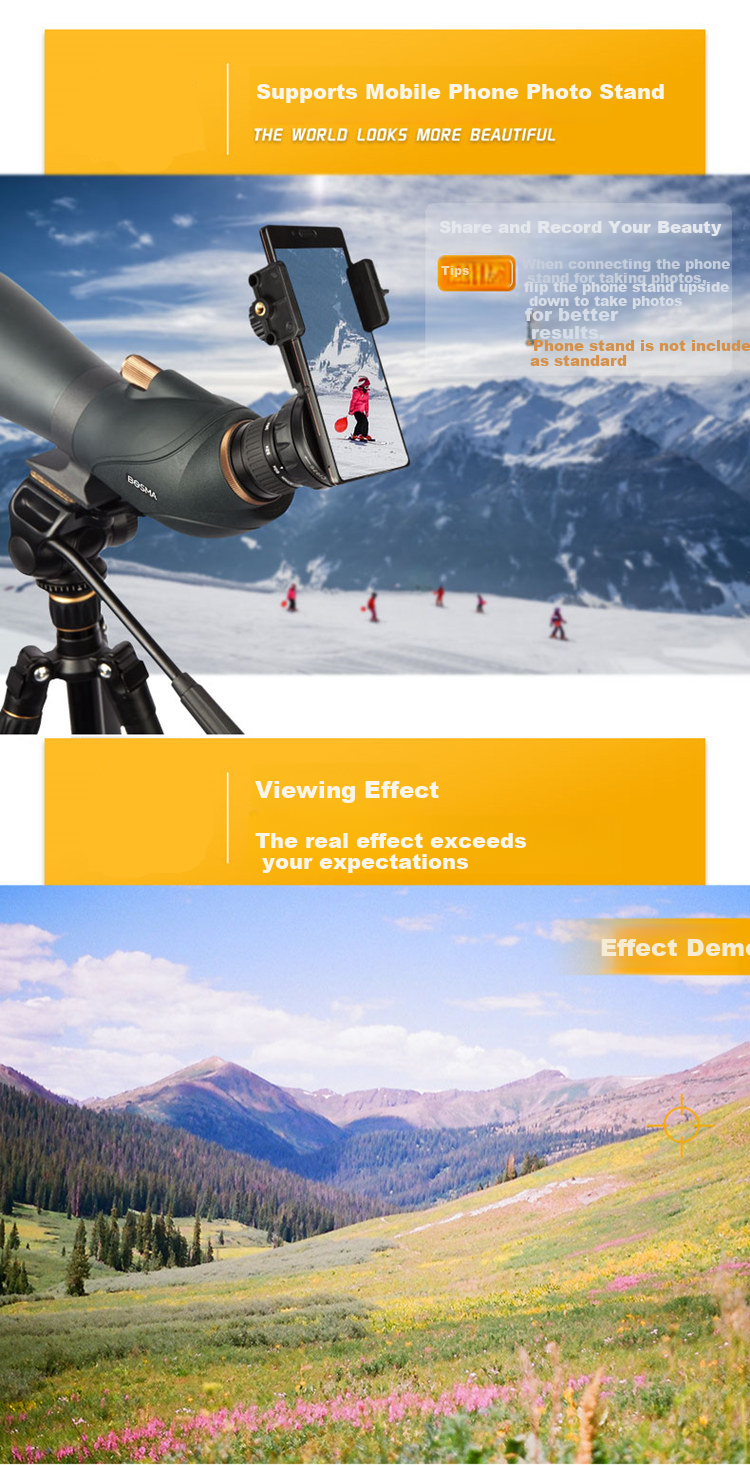 BOSMA Golden Tiger 2nd Generation 20-60X80ED Monocular Telescope High-Power HD Dual-Use 60X Low-Light Night Vision Birdwatching 3
