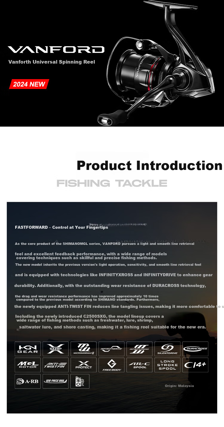 SHIMANO 24 New Vanford 4000 Spinning Reel Micro Lure Long Cast Freshwater Fishing Reel 1