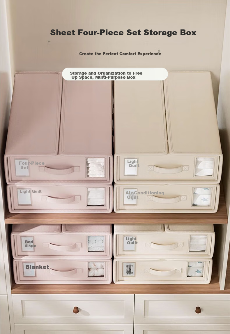 40,000 KM Wardrobe Bed Sheet Four-Piece Set Storage Bag Multifunctional Clothes Organizer Box Foldable Household Storage Box Tool 1