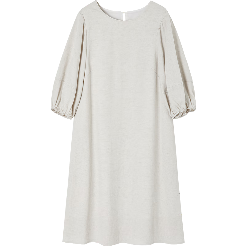 Demana [With Linen] Summer Urban Commuter Round Neck Pocket Sleeve A-Line Slim Fit Dress for Women Premium Feel