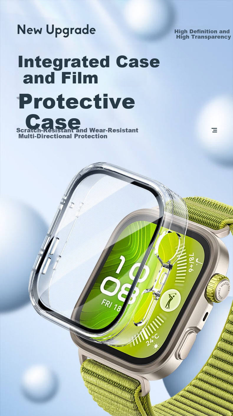 Binghong Huawei Watch Fit4 Pro Protective Case and Screen Protector - Black 1