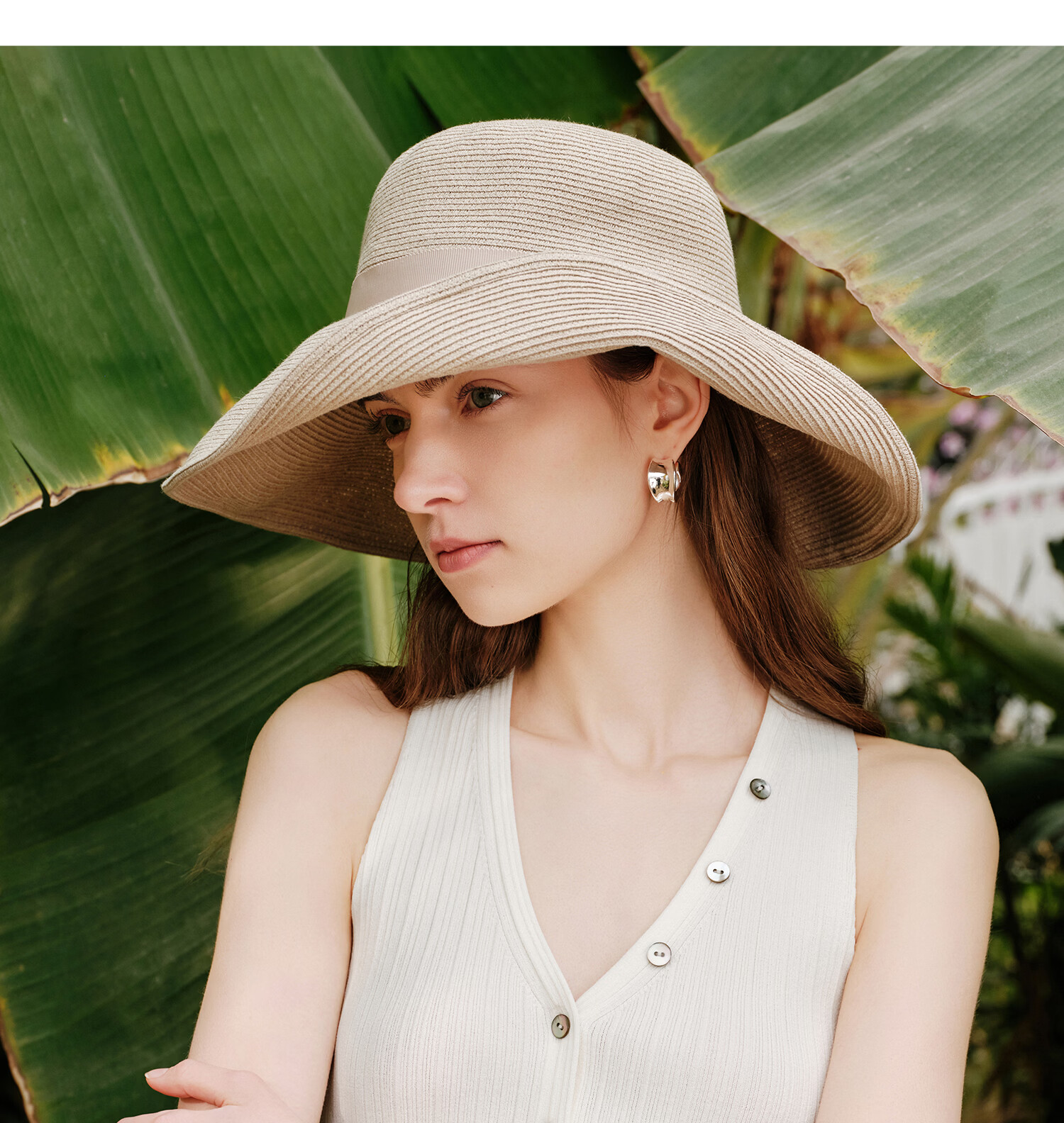 FANCET Women's Sun Hat Spring Summer Cotton Linen Blend Breathable French Style Wide Brim Bucket Hat UV Protection Sunshade Hat for Travel 30
