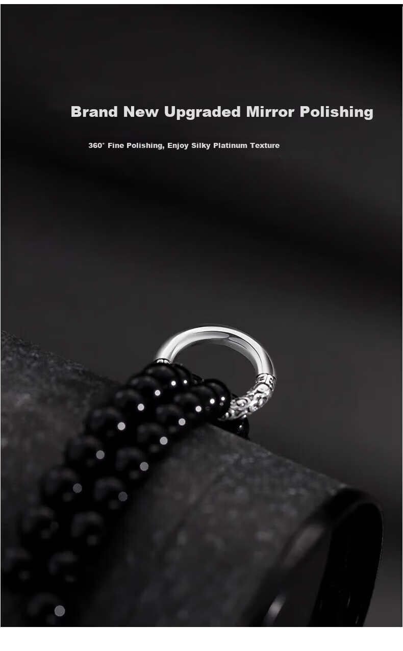 Chow Tai Fook [1000+ Stores] Obsidian Double-Layer Bracelet Men's Beaded Bracelet Birthday Gift for Boyfriend 8
