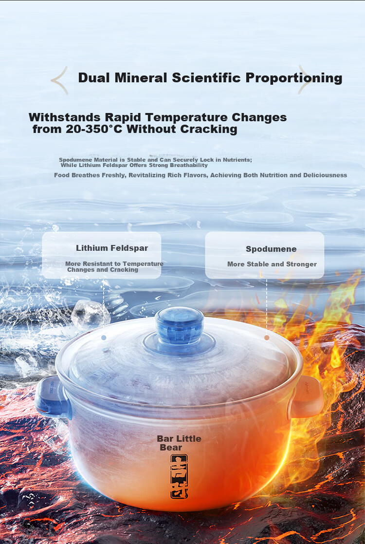 Bear Electric Clay Pot Electric Stew Pot Soup Cooker Health Porridge Cooker 3-4 People Split Electric Clay Pot DSG-D30S1 3L High Heat Quick Stew [Off-White] 8