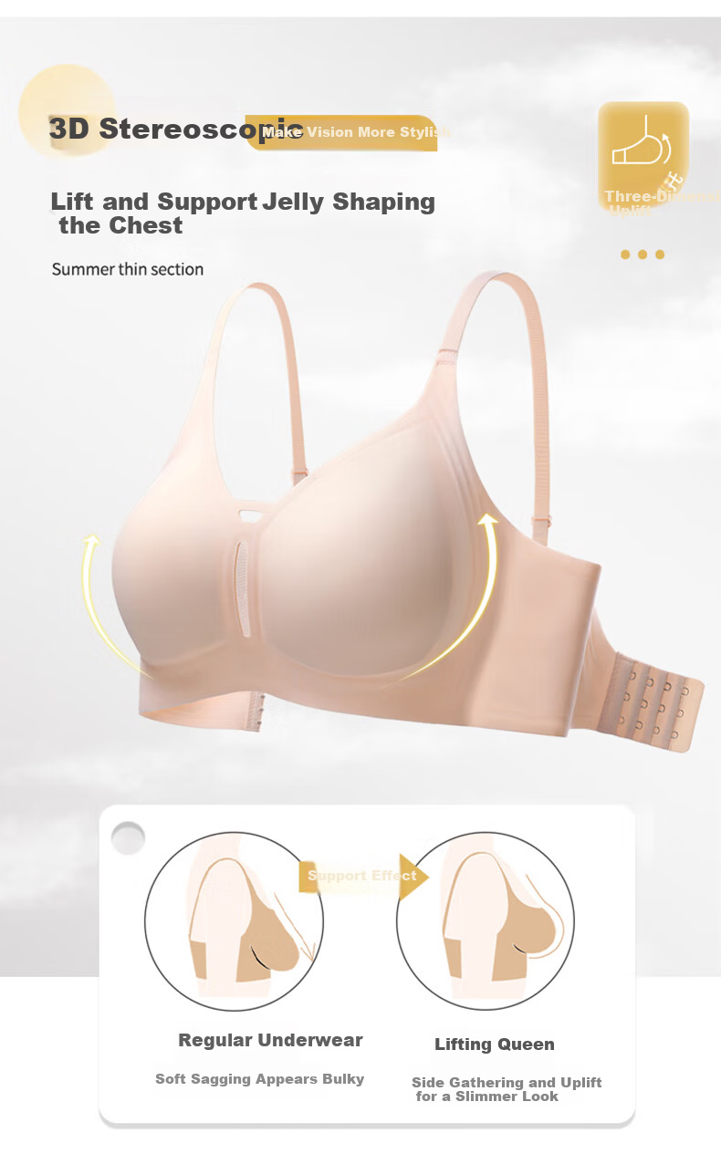 LangSha Seamless Summer Thin Bra for Women Large Chest Minimizing Soft Support Anti-Sagging Side Breast Gathering Slimming Bra 7