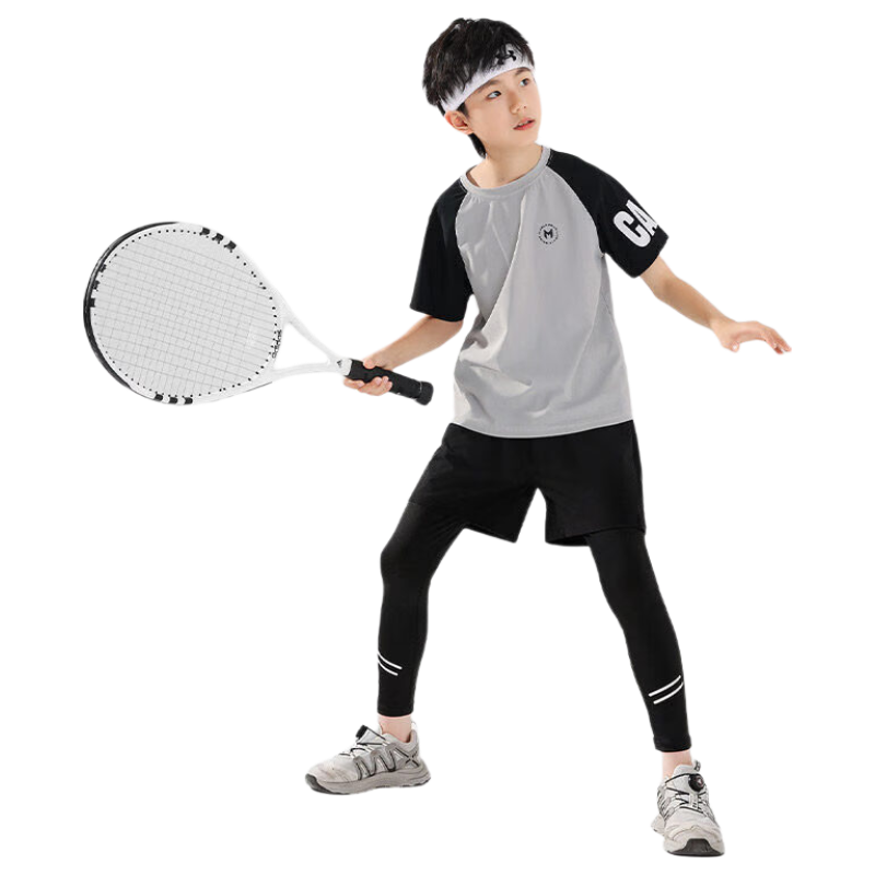 Moonkids Boys Sports Set Summer Quick-Dry Short Sleeve 2026 New Basketball Badminton Large Kids Fitness Training