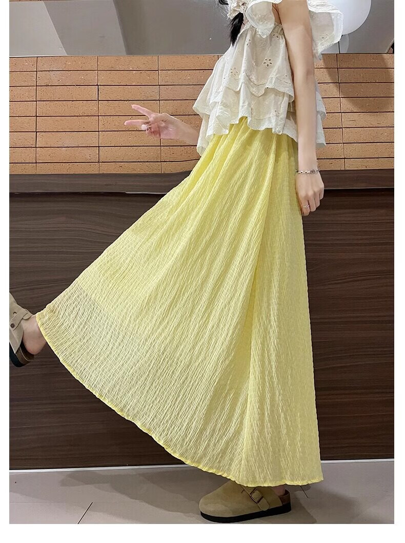 Langsha Green High-Waist A-Line Flared Midi Skirt for Women Summer 2026 New Slim Fairy Tulle Skirt 18