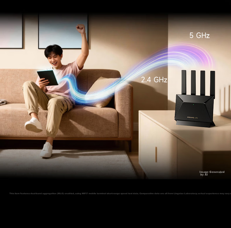 DREAME LIFE New Release High-Speed Gigabit 5G Dual-Band Wall-Penetrating Signal Boost Whole-Home Wireless Router WIFI7 8