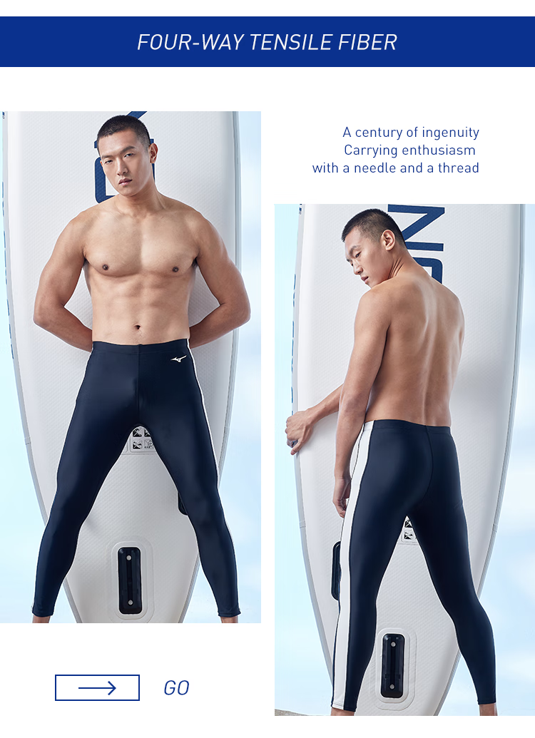 MIZUNO Men's Professional Quick-Dry Swim Shorts, Long Fitness Swimsuit, Fashionable Plus Size Surfing Suit B1103 Black XL 11