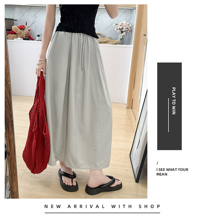 Langsha Women's Workwear Summer Skirt 2026 New High Waist Thin Plus Size A-Line Mid-Length Flowing Pumpkin Skirt 12