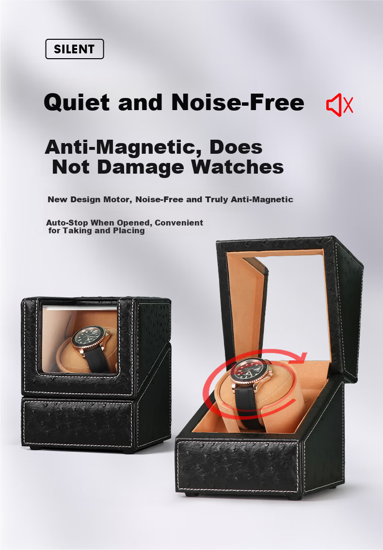 DrikLux Automatic Watch Winder Silent Anti-Magnetic Mechanical Watch Shaker with Storage Box Gift for Husband Boyfriend 2
