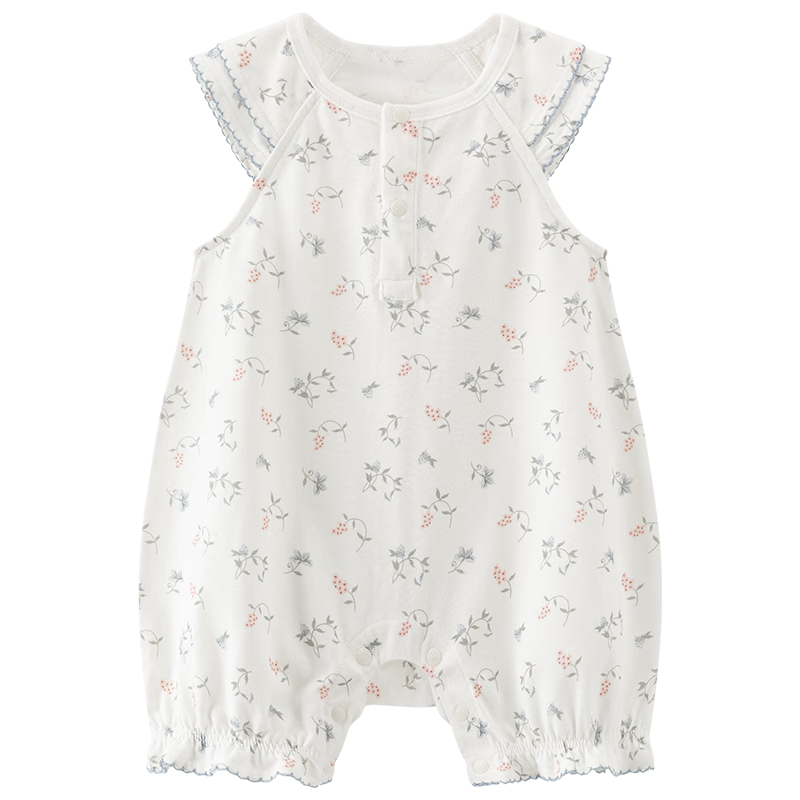Guaiqi Bear [Light Oxygen Cotton] Infant Short Sleeve Romper Summer Baby Girl Sweet Thin Jumpsuit Cool Clothing