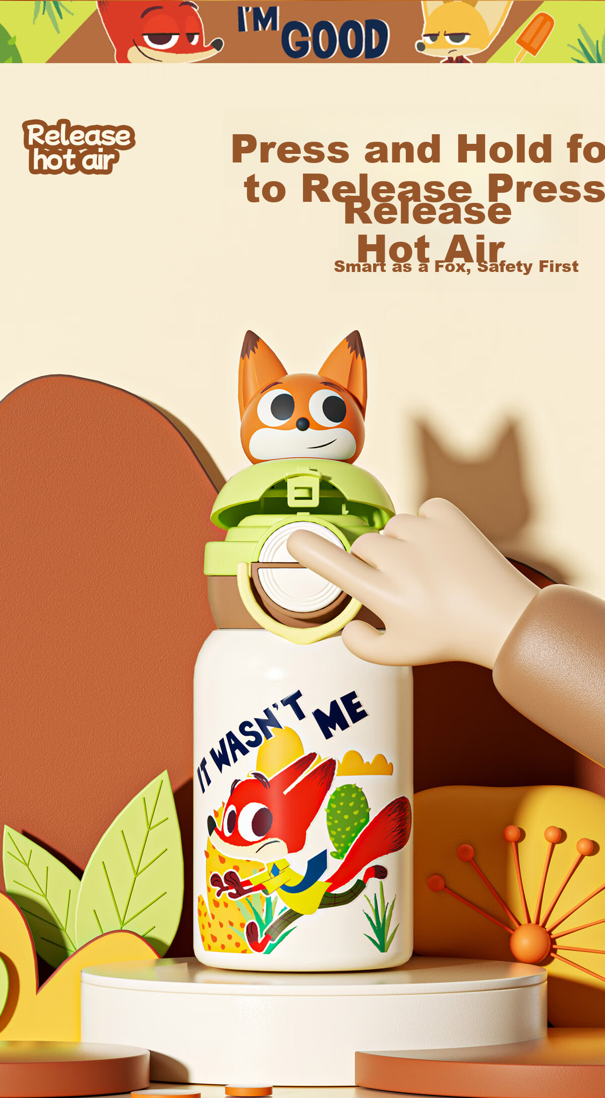 Germ Zootopia Children's Insulated Water Bottle with Straw Dual Drinking for Boys and Girls School Student Cup 480ml Judy 8
