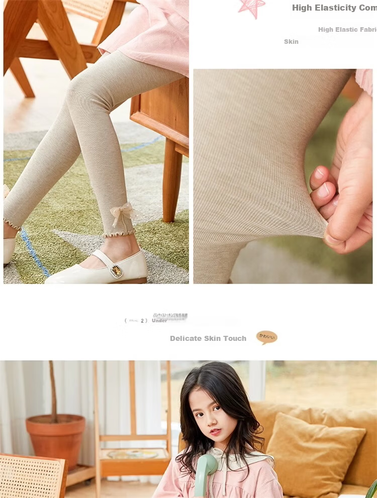 LangSha Girls' Leggings Children's Spring and Autumn Thin Skin-Friendly White Stylish Black Tights Pants 12