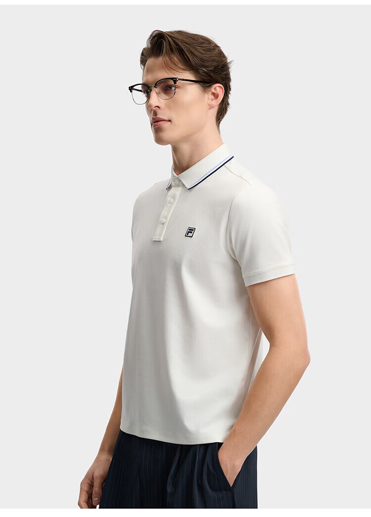 FILA Elite Men's Knitted Short Sleeve Polo Shirt 2026 Summer Simple Basic Casual Top 47