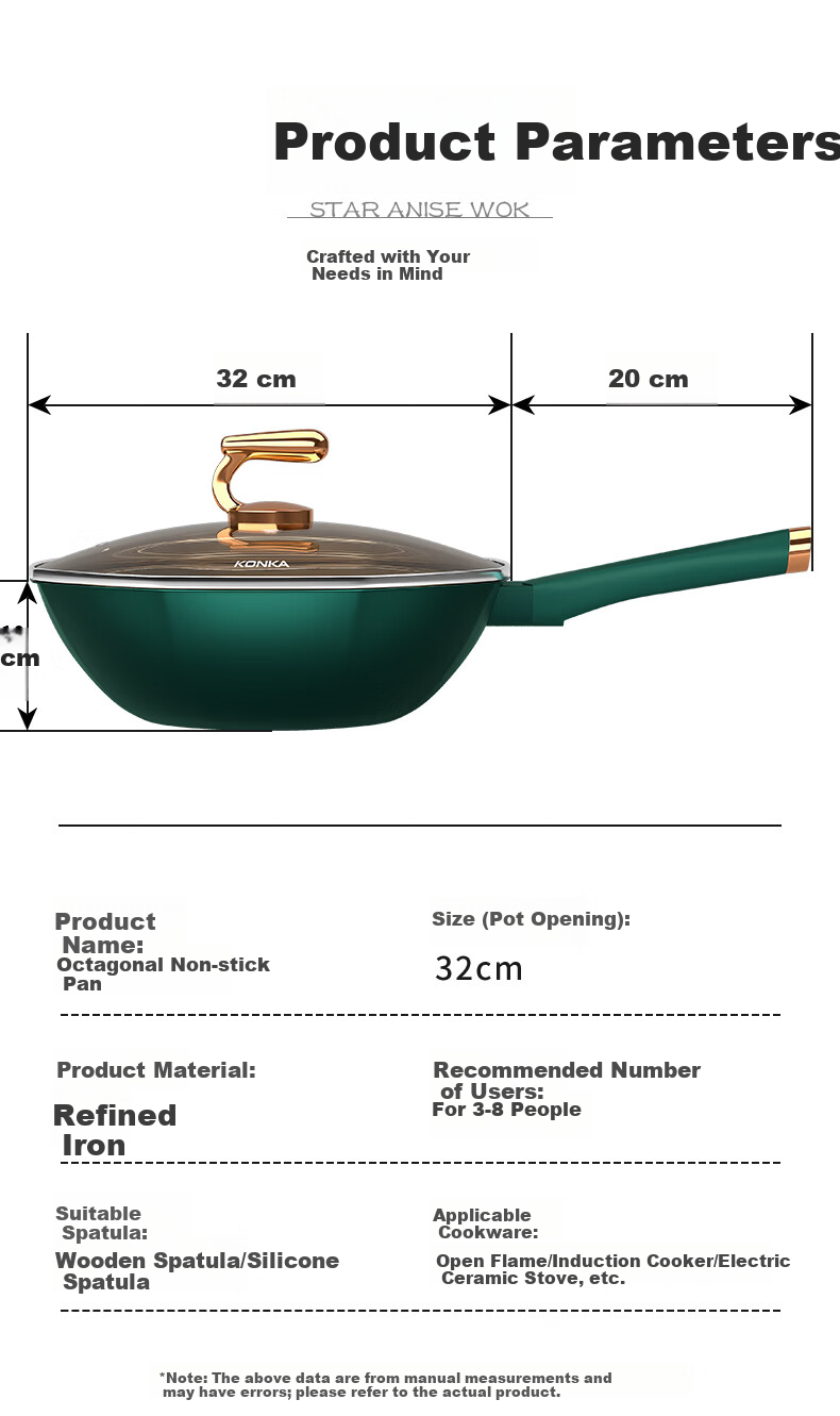 KONKA Non-Stick Frying Pan 34cm Large Capacity Stir-Fry Pan Compatible with Induction Cooker and Gas Stove 13