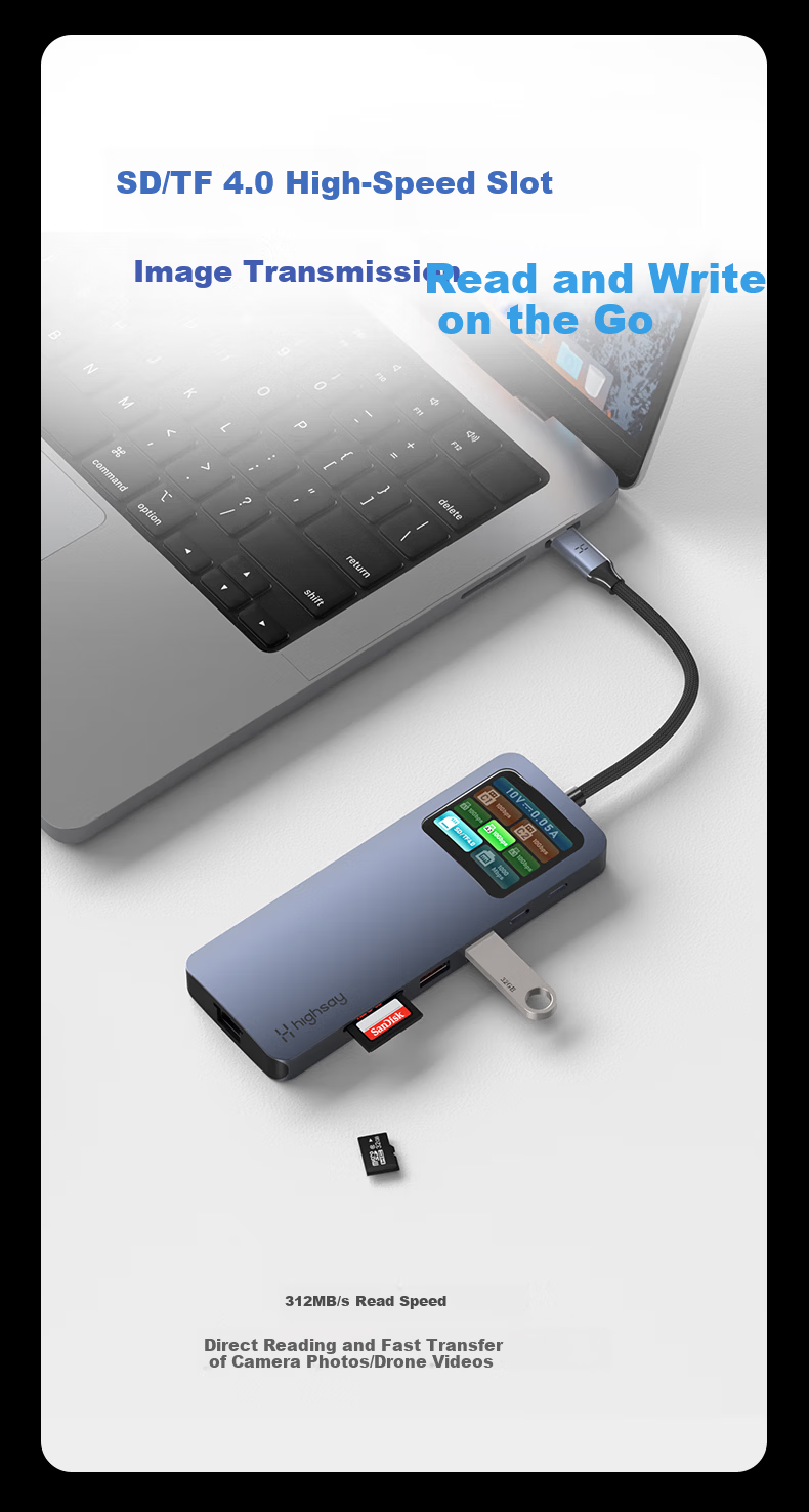 Highsay HM11 Ultra Smart Display 8K Dual Screen Dock HDMI 10Gbps Expansion Hub for Mobile Phones, Gaming Laptops, Apple MacBook Fast Charging Adapter 11