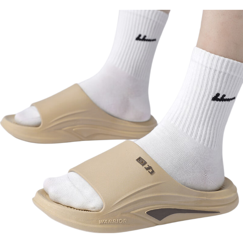 Huili Solid Color Indoor/outdoor Men's Thick-Soled Squishy Non-Slip Lightweight Sandals HL39831 Khaki Size 46-47
