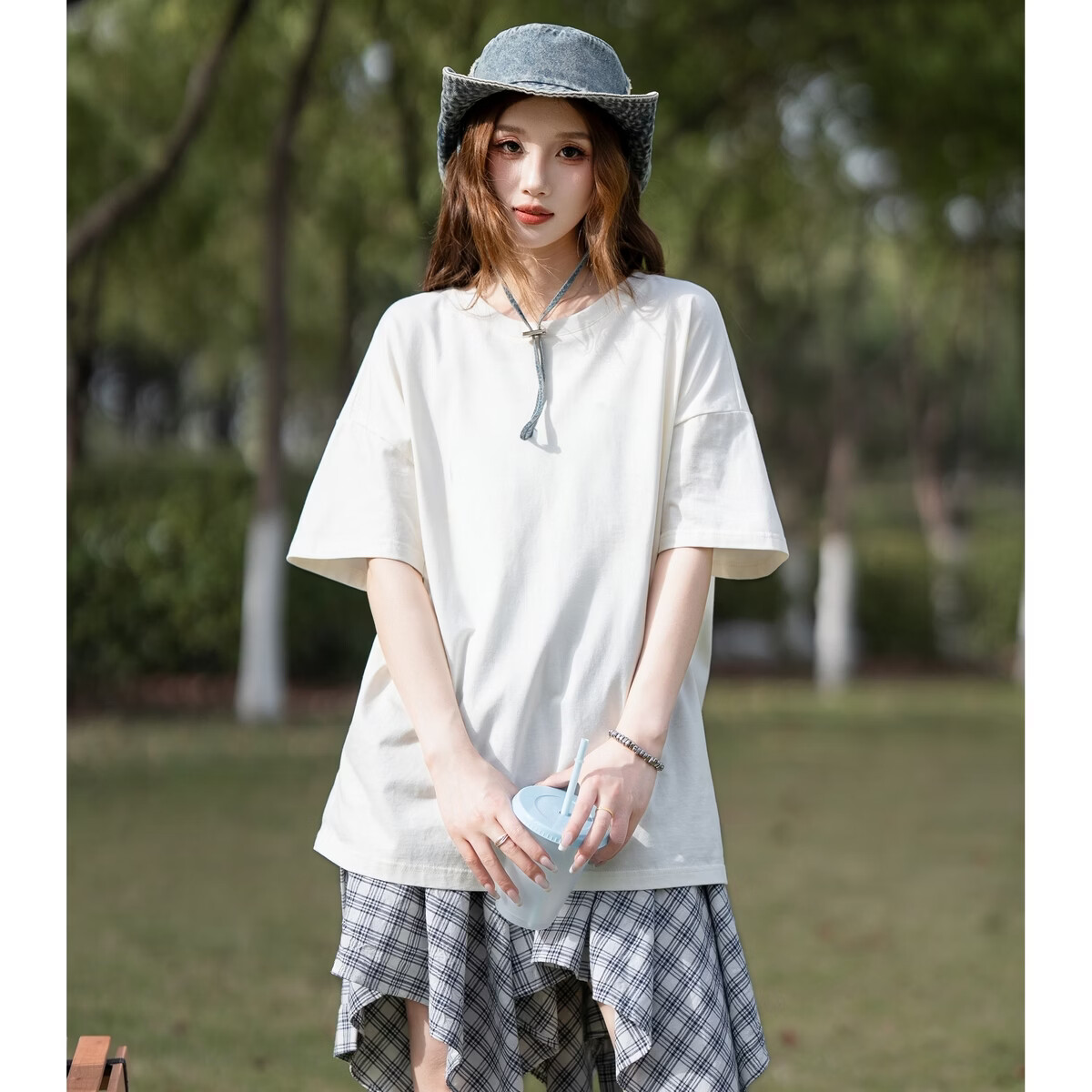 TonLion 2026 Summer Women's Crew Neck Short Sleeve T-Shirt White S
