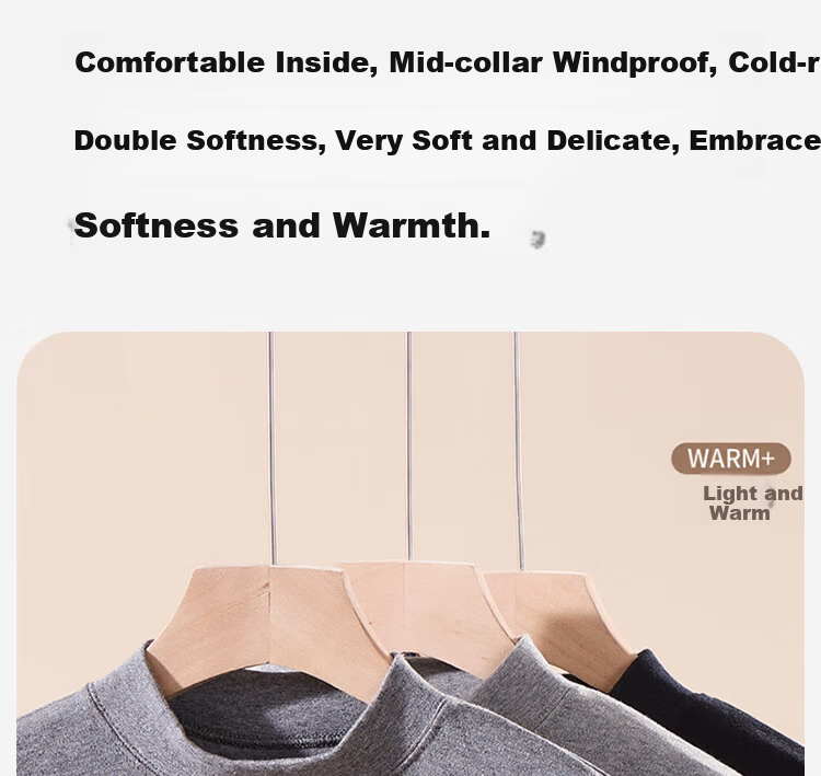 LangSha Men's Autumn Cotton Thin Warm Thermal Underwear Set Mid-Neck Comfortable Antibacterial Cotton Base Layer New Arrival 15