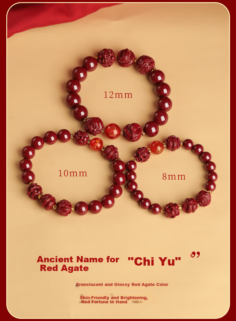MANHE Cinnabar Bracelet for Men, Three-In And Six-In Authentic Amulet Jewelry Bracelet for Women, Fortune-Turning Beads, Girlfriend Birthday Gift 21