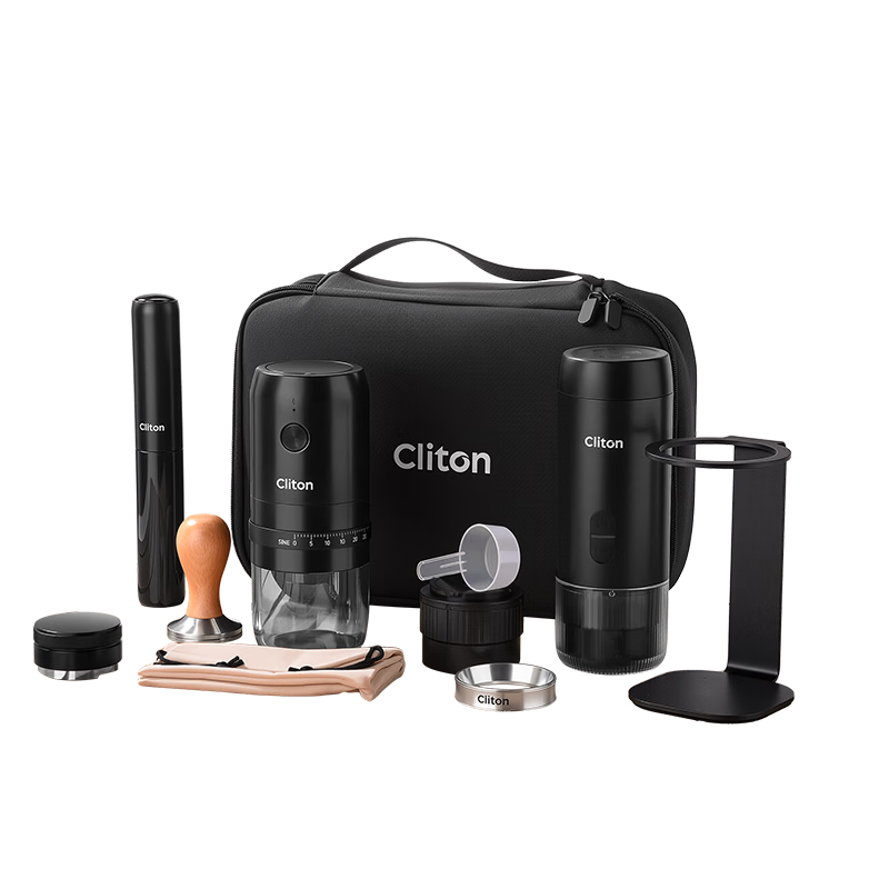 CLITON Portable Coffee Grinder Espresso Tamper Powder Distributor Stand Removable Divider Storage Outdoor Set