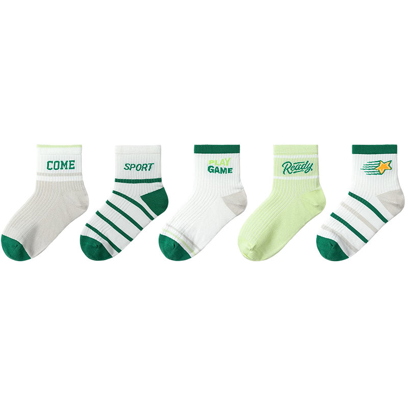 Balabala Kids Summer Mesh Breathable Boys Short Socks Soft Elastic Jacquard Cute 5-Pack