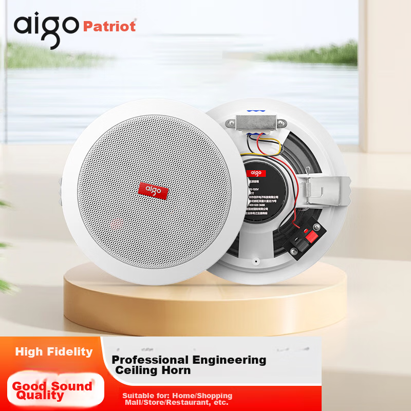 Aigo 6.5-inch Ceiling Speaker One-to-Two Bluetooth Ceiling Mounted Wall Broadcast Commercial Indoor High-Quality Embedded Constant Voltage Amplifier X132