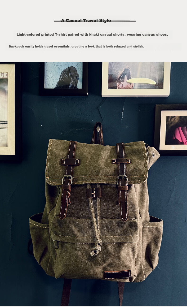 World Geography New Genuine Leather Canvas Backpack Unisex Large Capacity 15.6-inch Laptop Student School Bag Arctic Gray 4