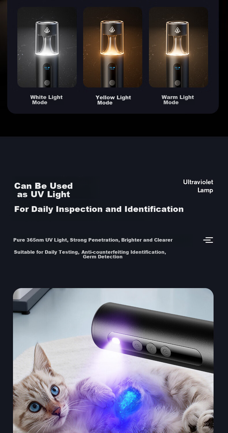 SupFire High-Power Flashlight Long Battery Life Camping Portable Emergency Strobe 365nm UV Light Multifunctional for Self-Driving and Outdoor Camping 8