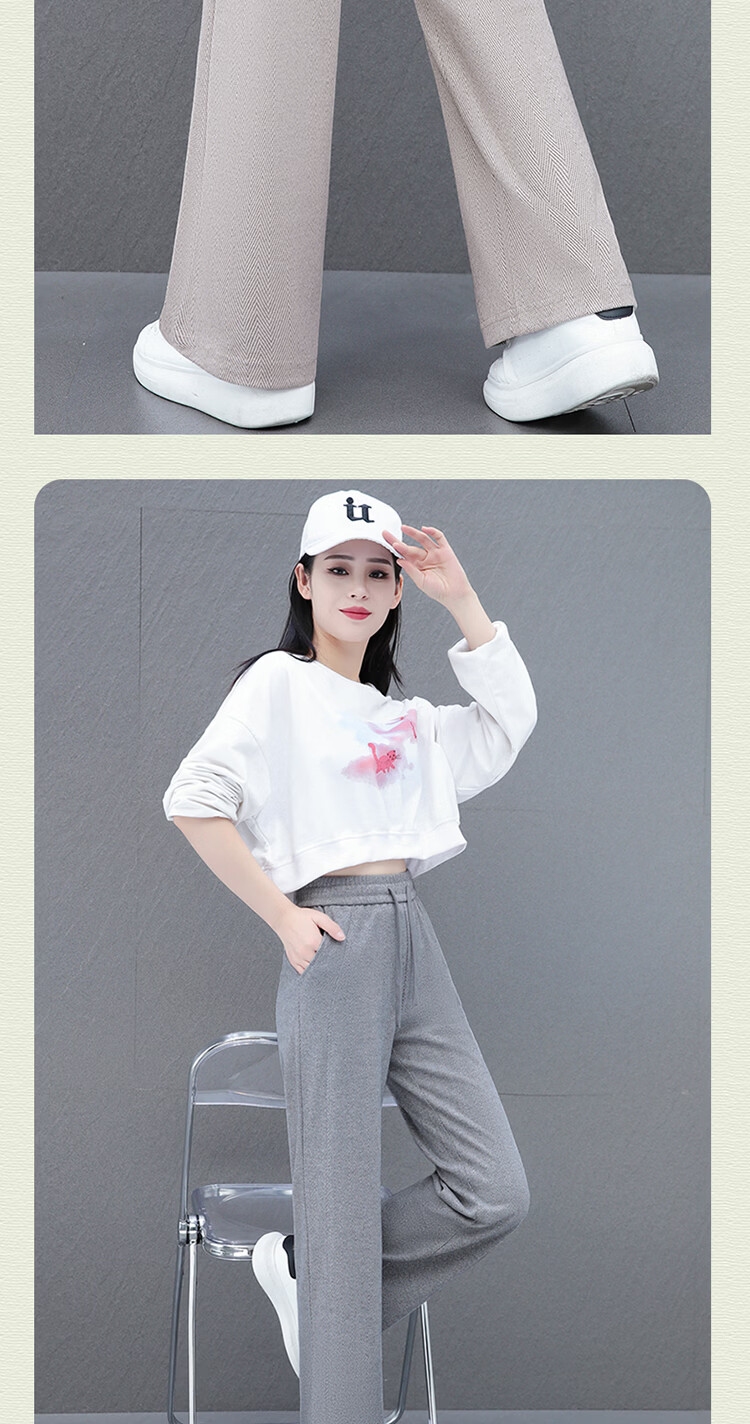 La Chapelle Women's Straight Casual Pants Spring Summer New Loose Slim Wide Leg Trousers Petite Height Enhancing Long Pants Dark Gray 2XL 19