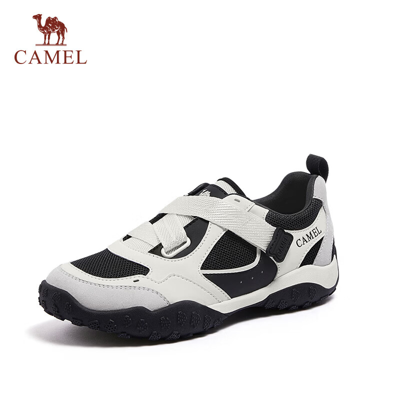 CAMEL Women's Lightweight Comfortable Colorblock Velcro Height-Increasing Sports Casual Shoes L26S577055 Black White Size 35