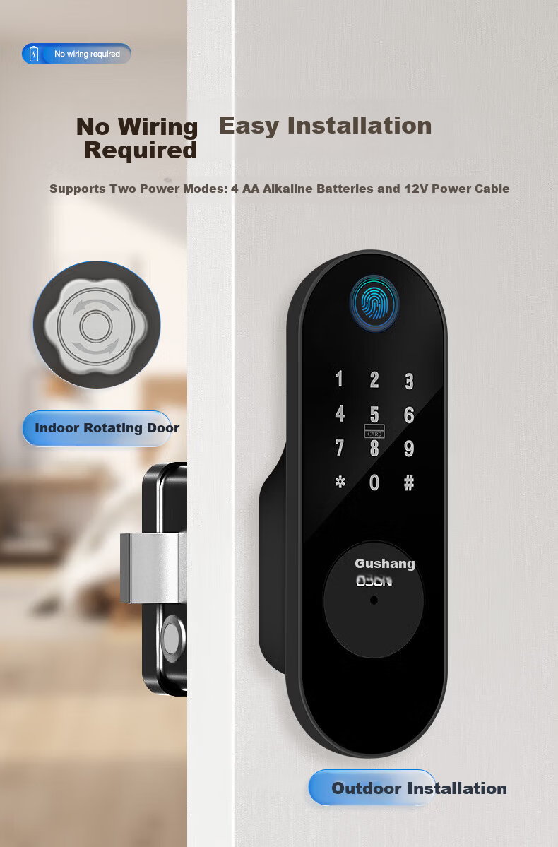 GS GSON Vintage Door Smart Lock Bull Head Lock Anti-theft Door Fingerprint Lock Rental House Rural Large Iron Door Access Control Integrated Password Lock 7