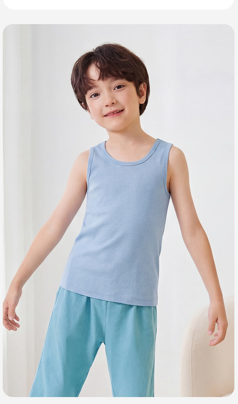 Dingguagua Boys' Breathable Pure Cotton A-Class Sleeveless Undershirt Tank Top Summer 3-Pack Style A Size 120 4