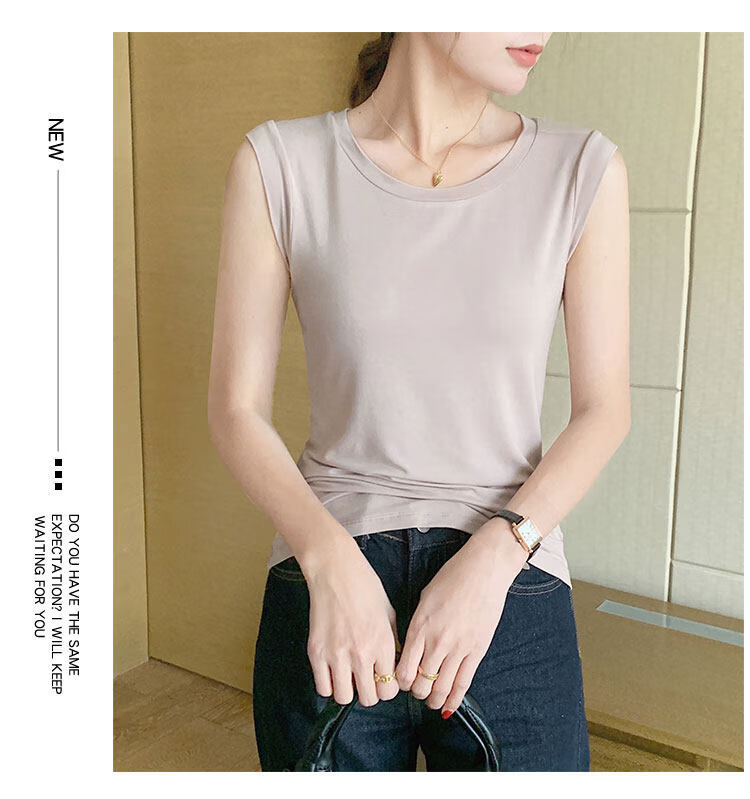 Modal Women's Tank Top Summer Sleeveless T-Shirt Basic Innerwear High-End Thin Vest M 11