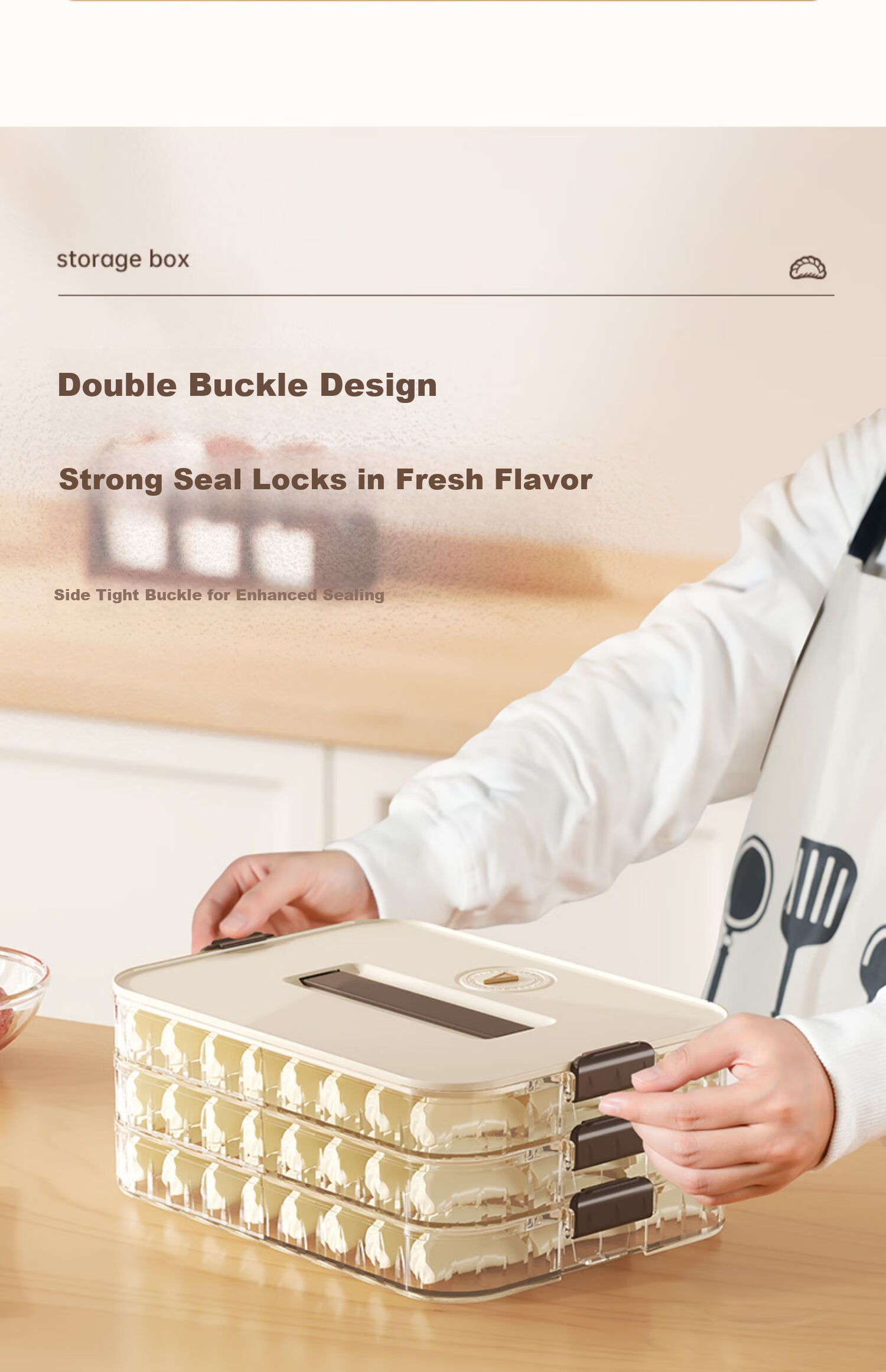 DOCOXO Dumpling Storage Box Food-Grade Dumpling and Wonton Fresh-Keeping Container Essential Kitchen Refrigerator Box [Two Layers One Lid] 7