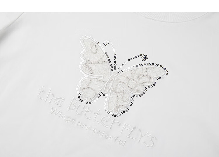 Demana [Cool Sorona] Summer Elegant Round Neck Lace Applique Embroidered Butterfly Slim Fit T-Shirt for Women Premium Feel 5