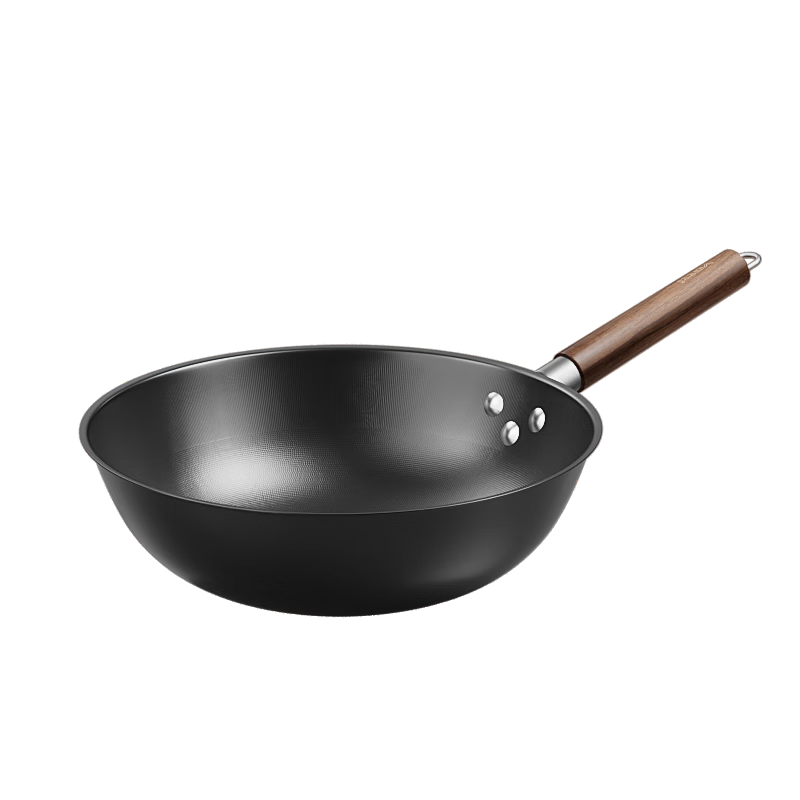 VATTI Titanium Iron Wok Non-Coated Non-Stick Stir Fry Pan Nitride Rust-Resistant Compatible with Gas Stove and Induction Cooker